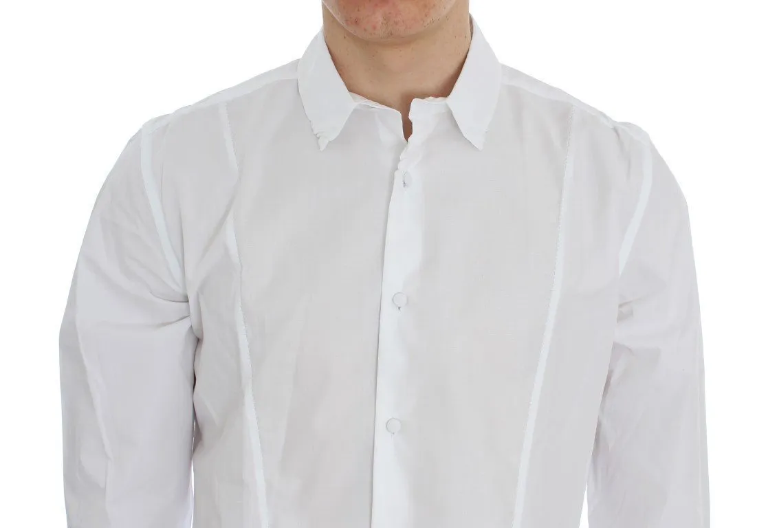 White Cotton Slim GOLD Formal Shirt