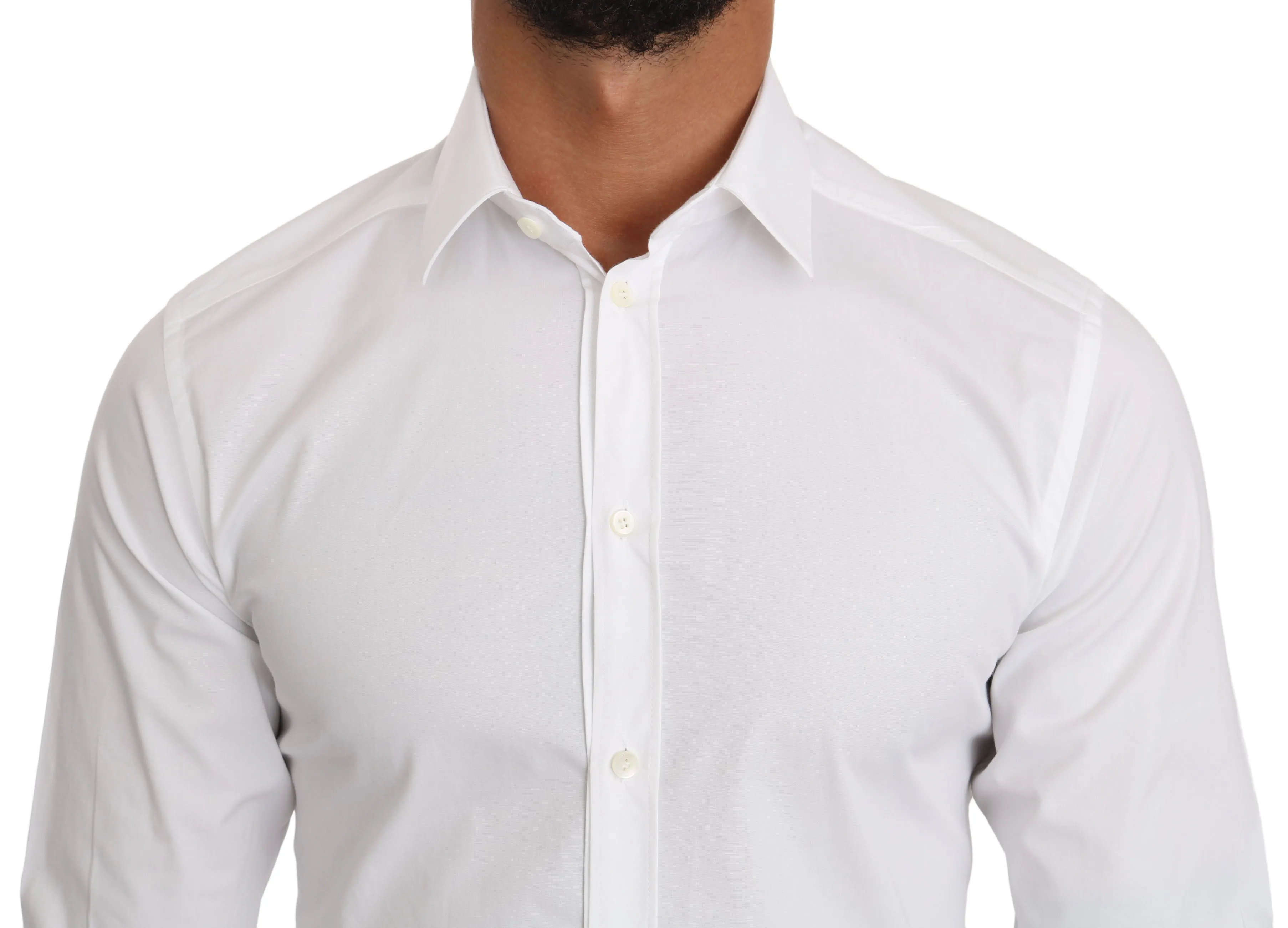White Cotton Stretch GOLD Dress Shirt