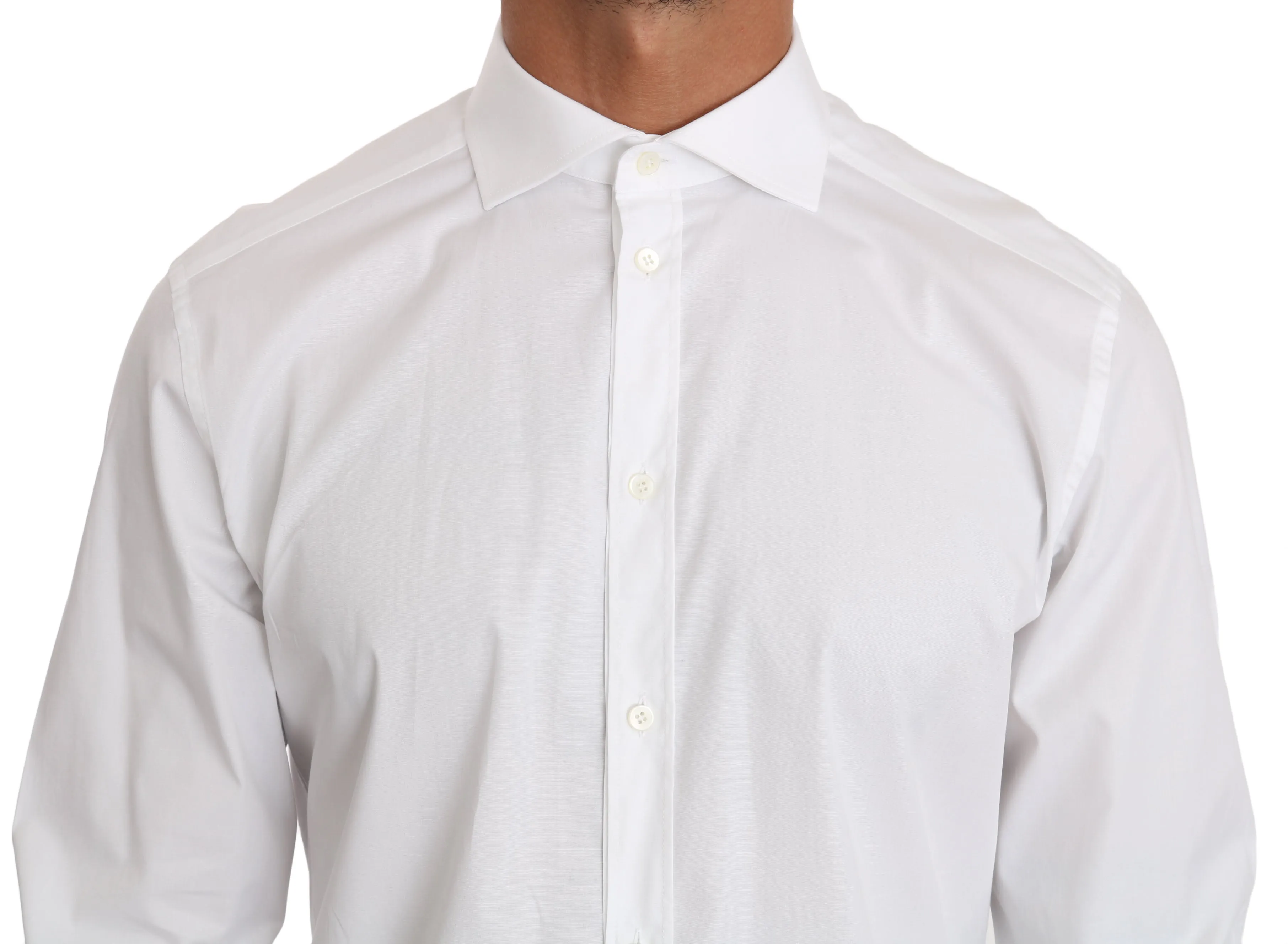 White Cotton Stretch GOLD Dress Shirt