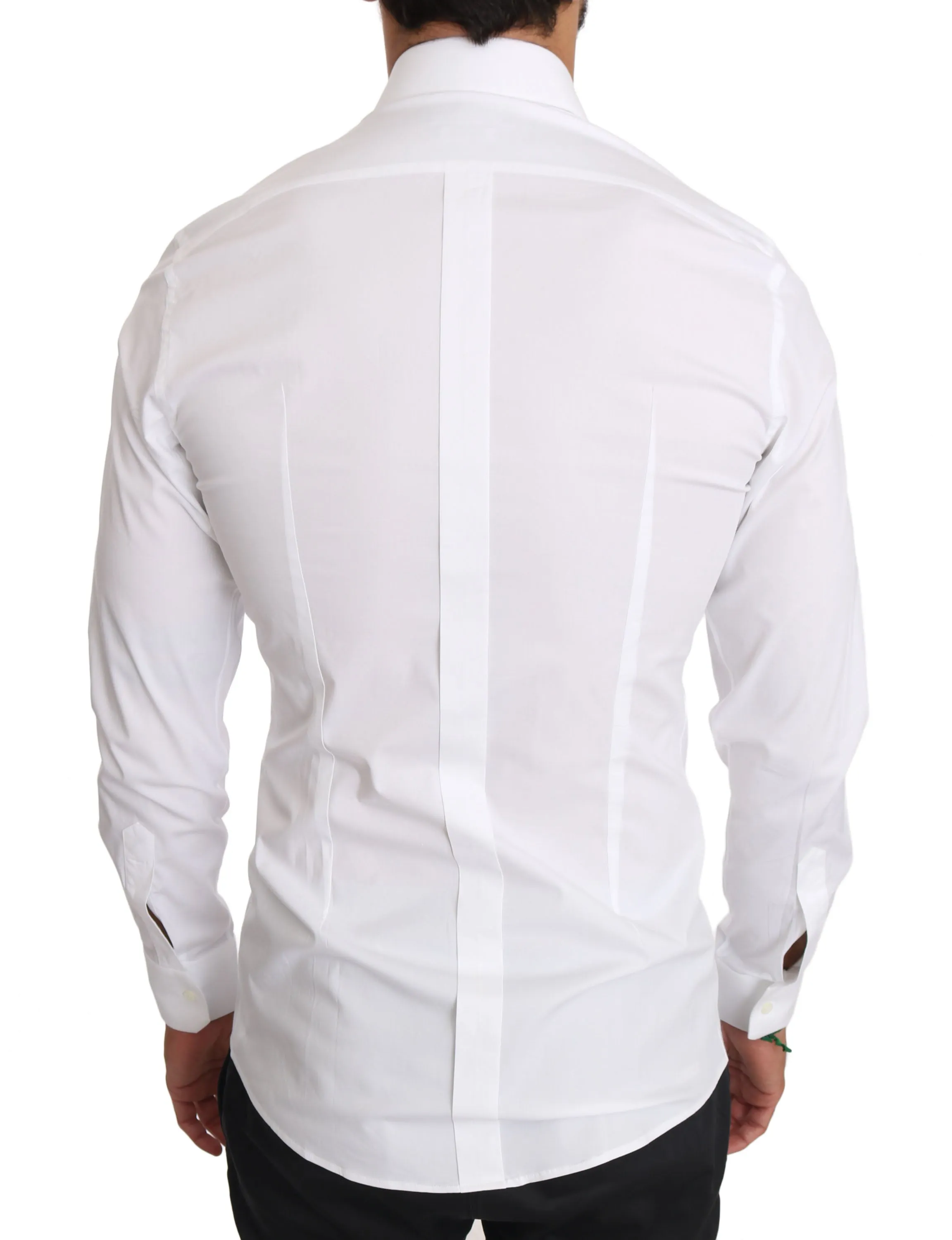White Cotton Stretch GOLD Dress Shirt