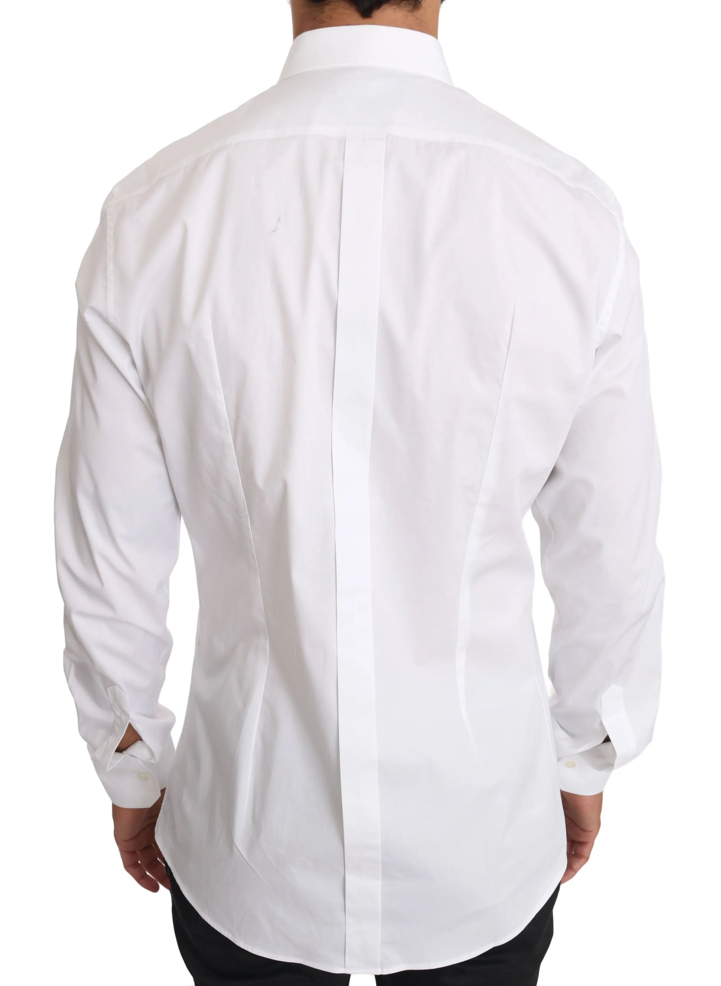 White Cotton Stretch GOLD Dress Shirt