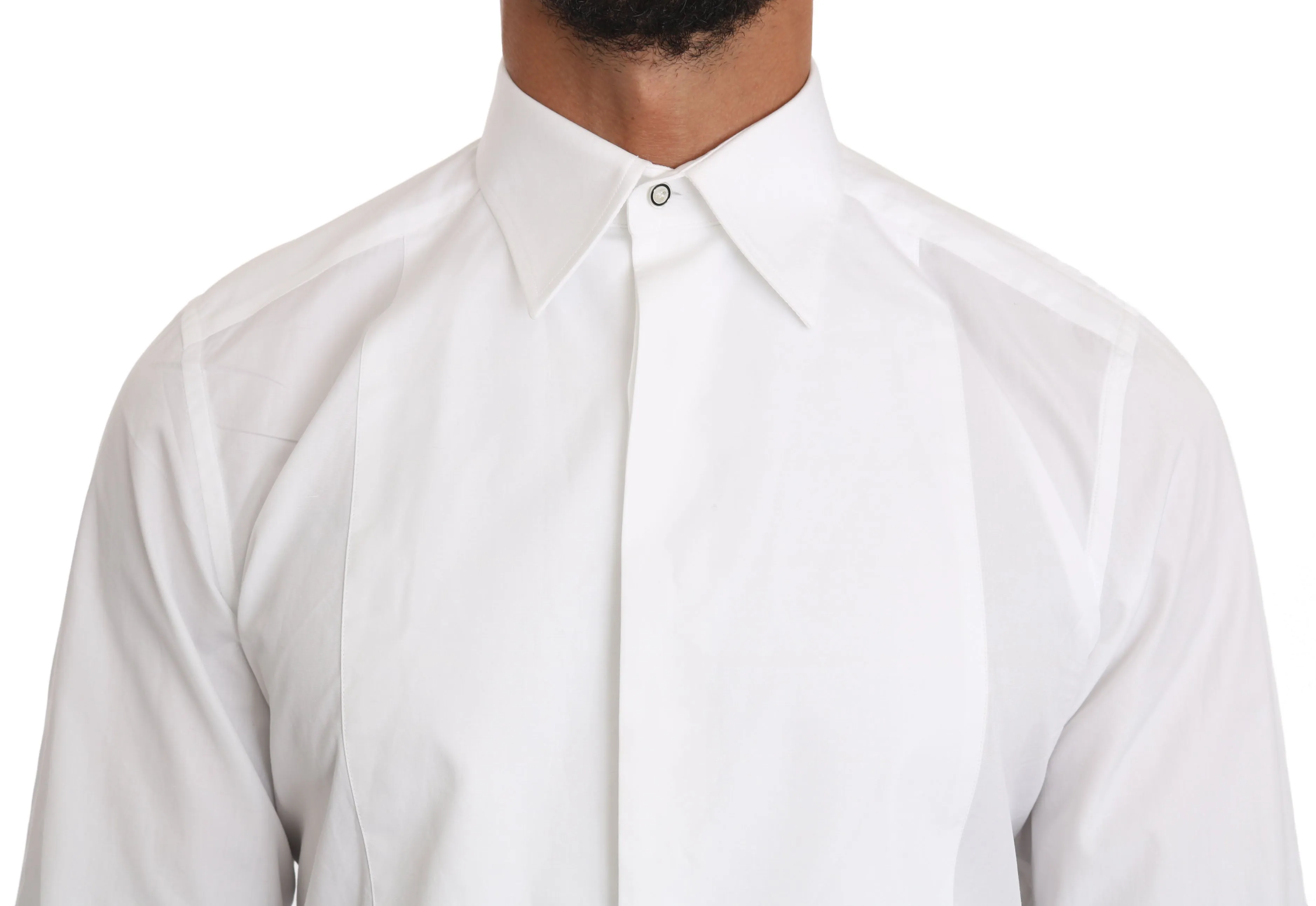 White Cotton Tuxedo GOLD Dress Shirt
