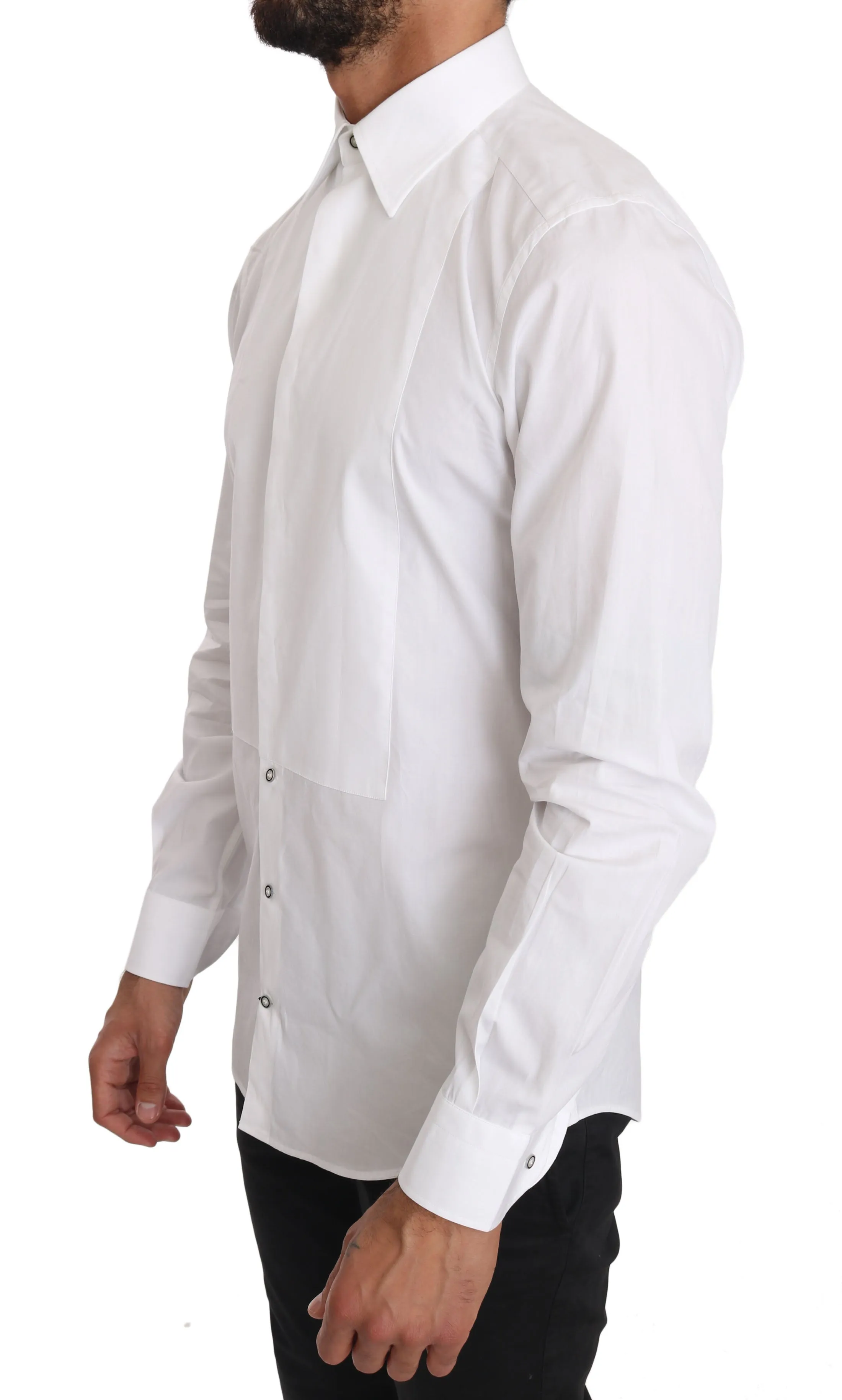 White Cotton Tuxedo GOLD Dress Shirt