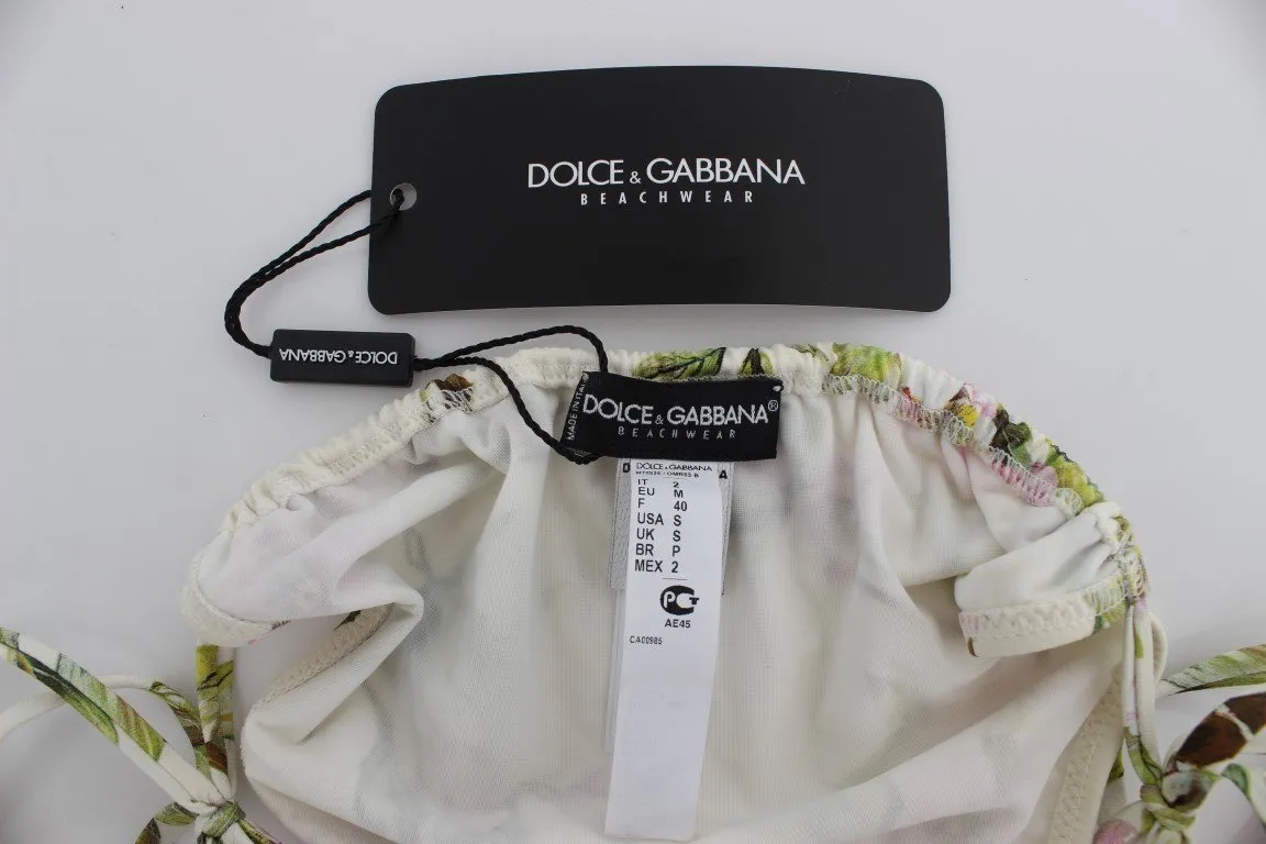 White Floral Bikini Bottom Swimwear Beachwear