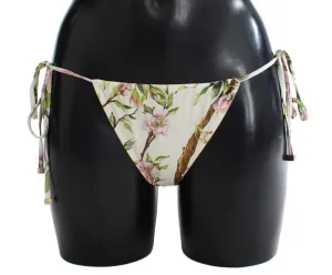 White Floral Bikini Bottom Swimwear Beachwear
