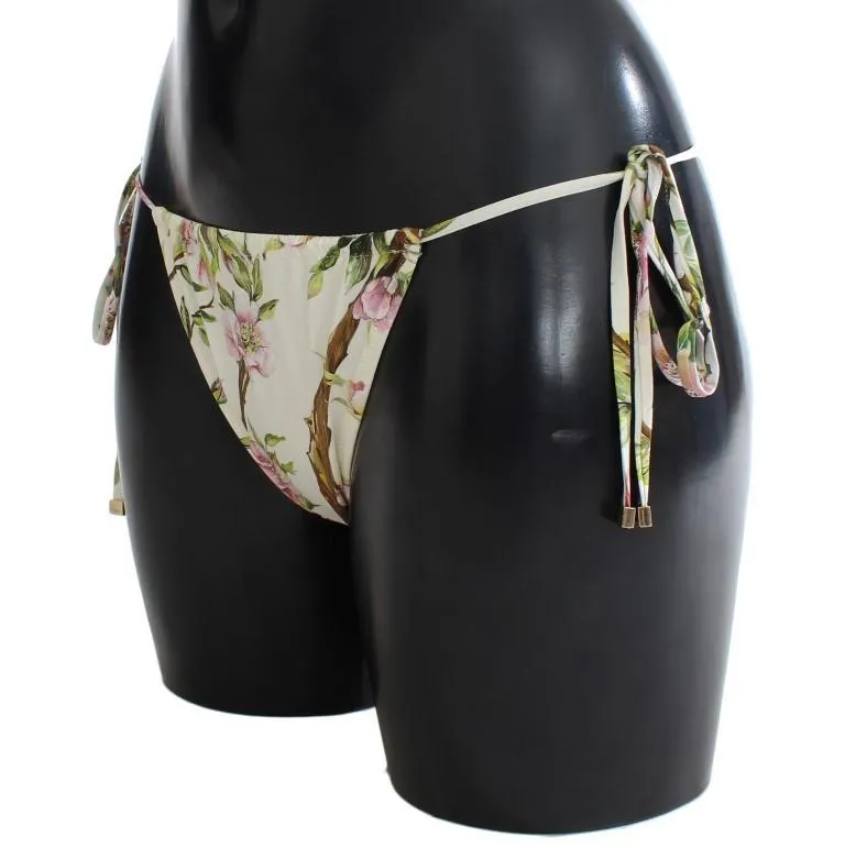 White Floral Bikini Bottom Swimwear Beachwear