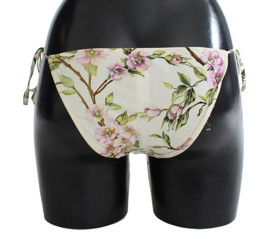 White Floral Bikini Bottom Swimwear Beachwear