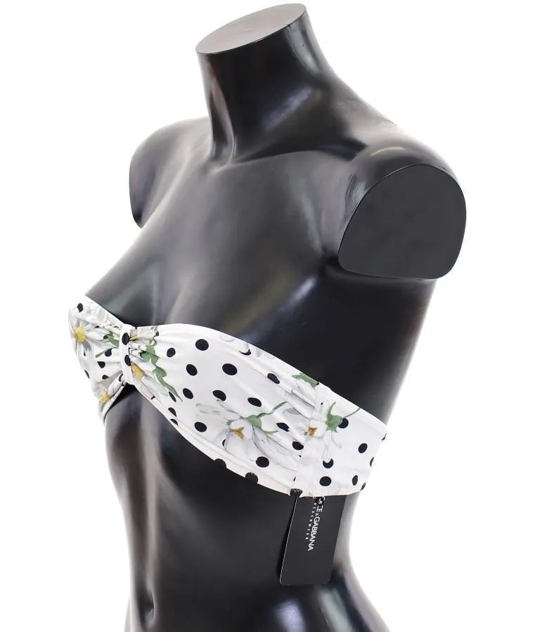 White Floral Bikini Top Bra Swimwear Beachwear