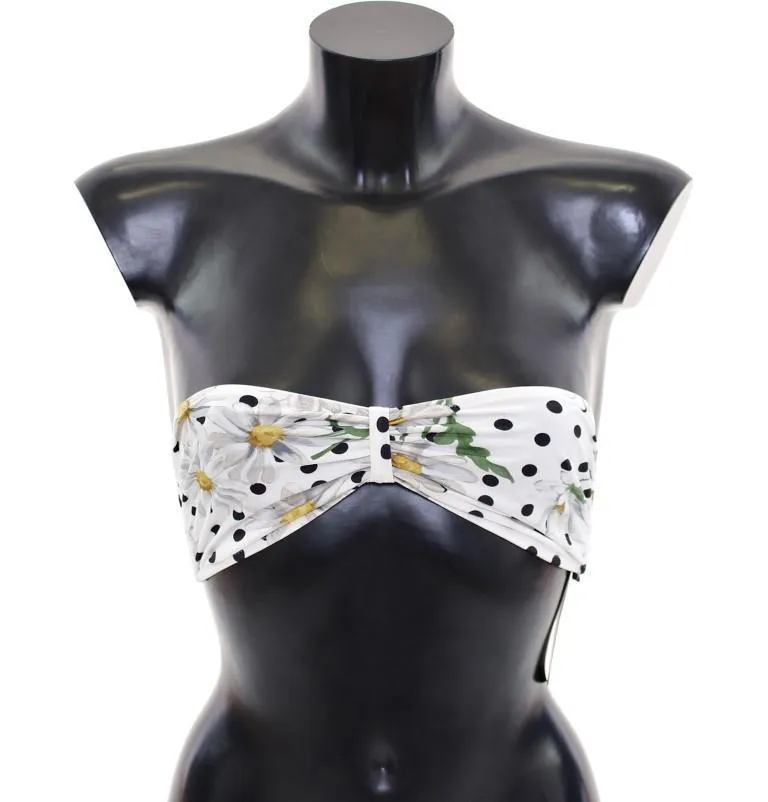 White Floral Bikini Top Bra Swimwear Beachwear