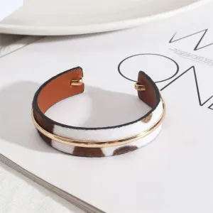 White Polystyrene & 18K Gold-Plated Leopard Cuff
