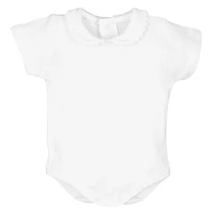White Scallop Detail Collar Bodysuit