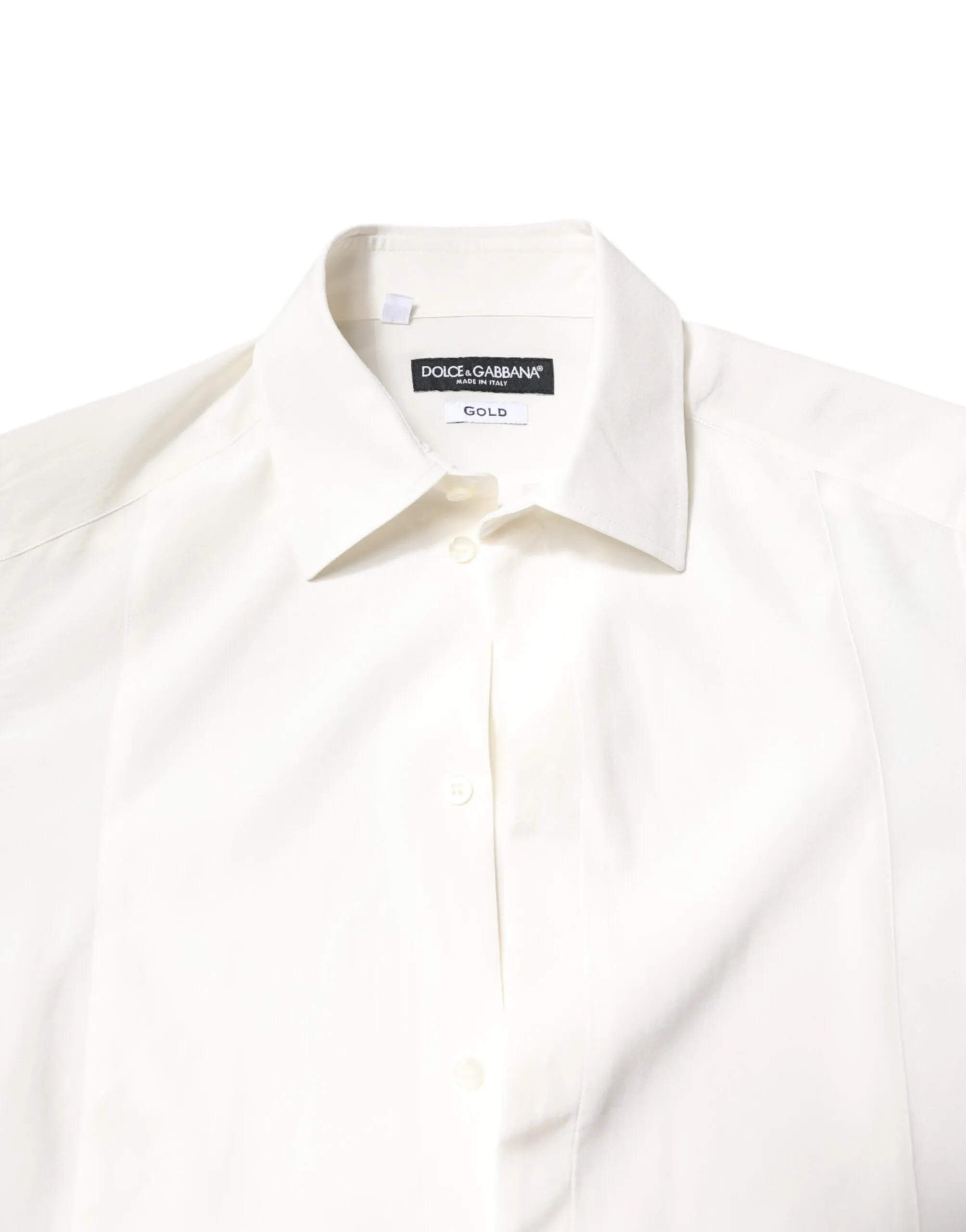 White Silk GOLD Dress Formal Collared Shirt