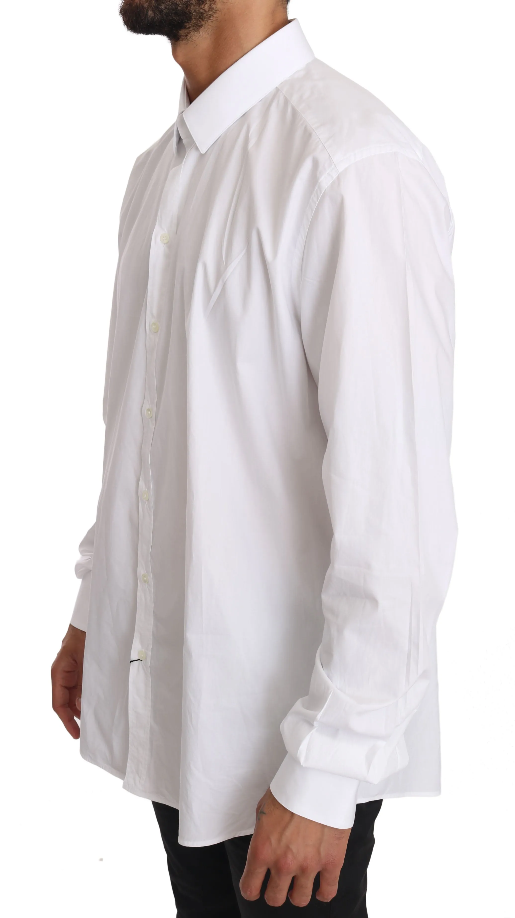 White Solid Cotton GOLD Dress Shirt