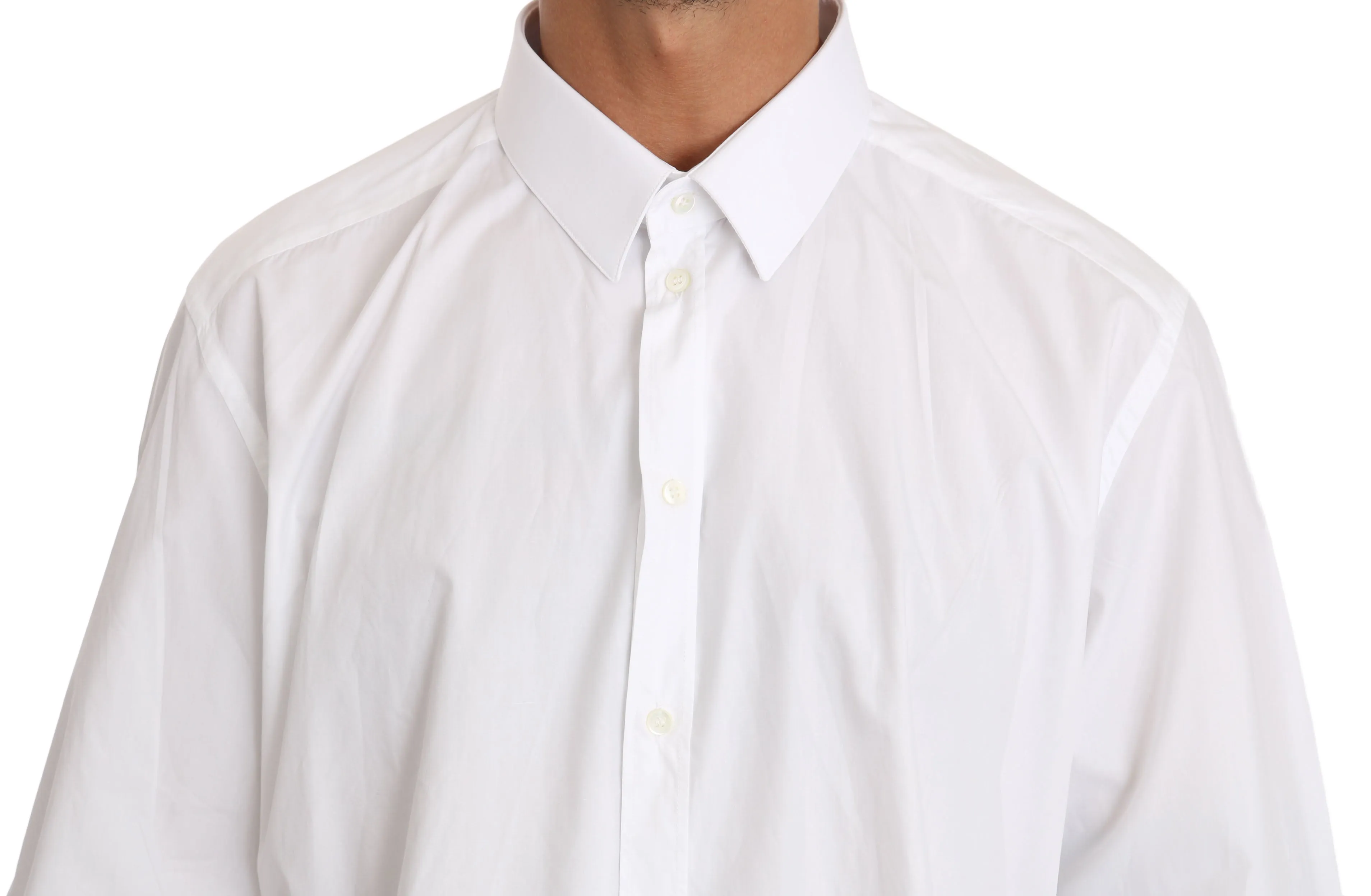 White Solid Cotton GOLD Dress Shirt