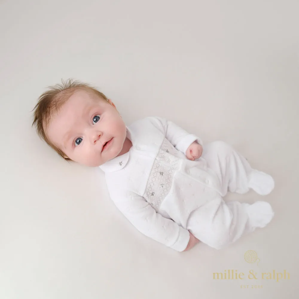 White Star Smocked Sleepsuit