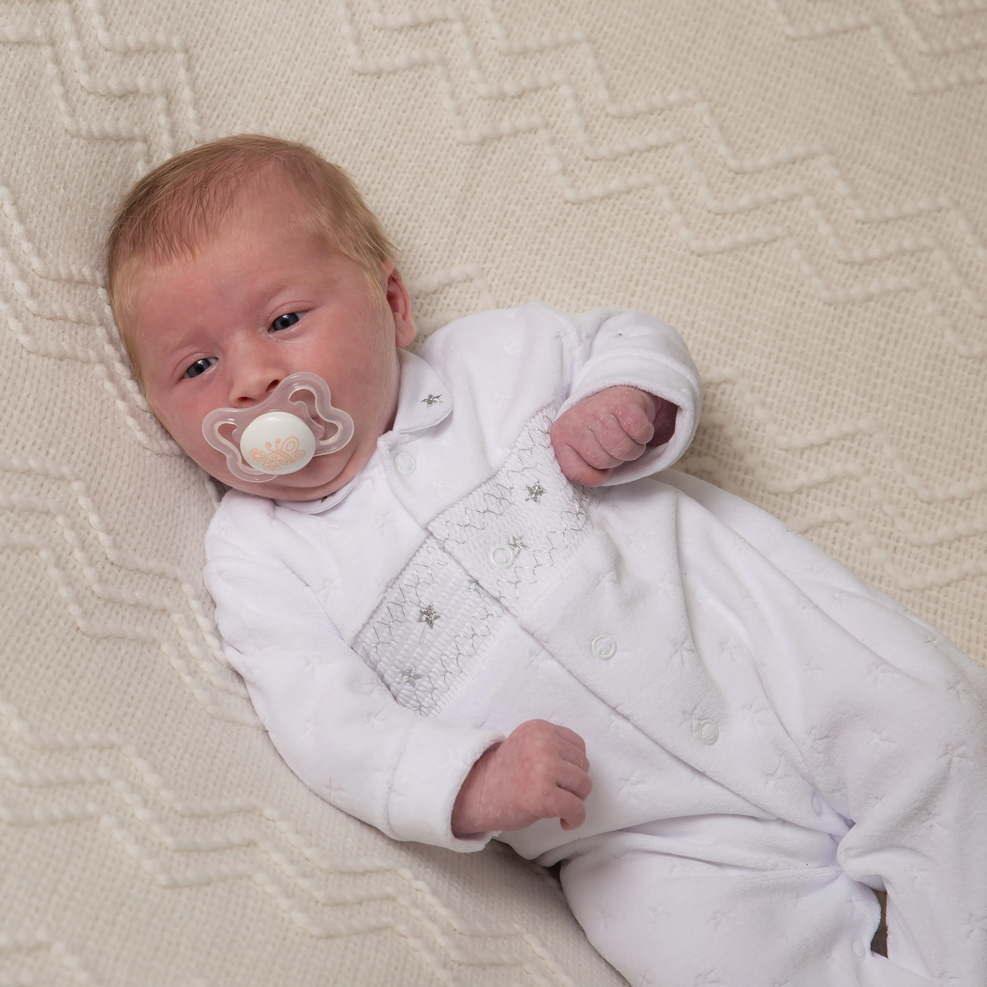White Star Smocked Sleepsuit