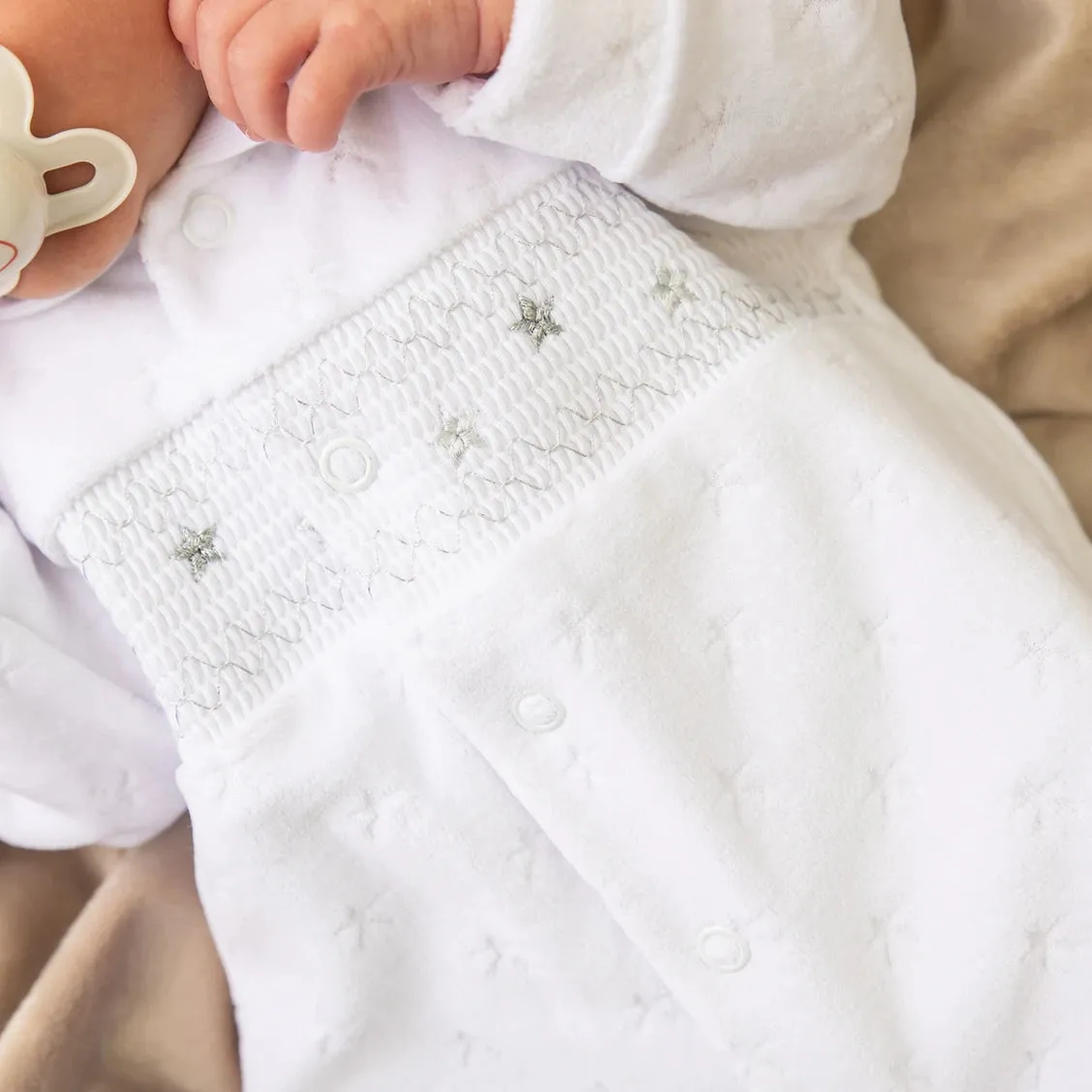White Star Smocked Sleepsuit