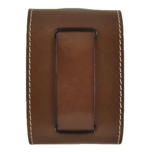 White Stitched Brown Leather Wide Cuff