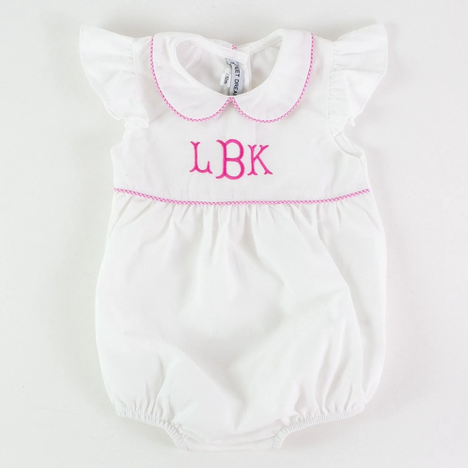 White with Pink Gingham Bubble
