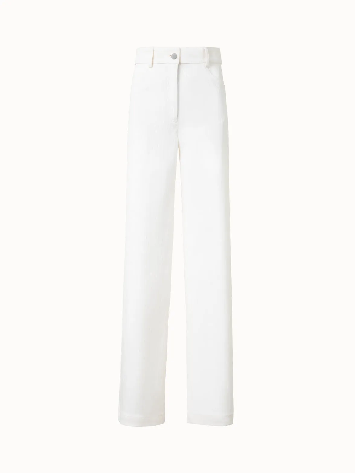 Wide Cotton Denim Stretch Pants