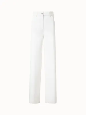 Wide Cotton Denim Stretch Pants
