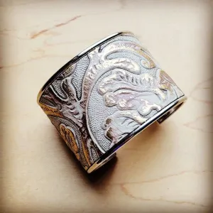 Wide Cuff Bangle Bracelet in Gilded Cowboy Leather