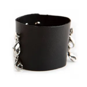 Wide Leather Cuff - Silver Clasps