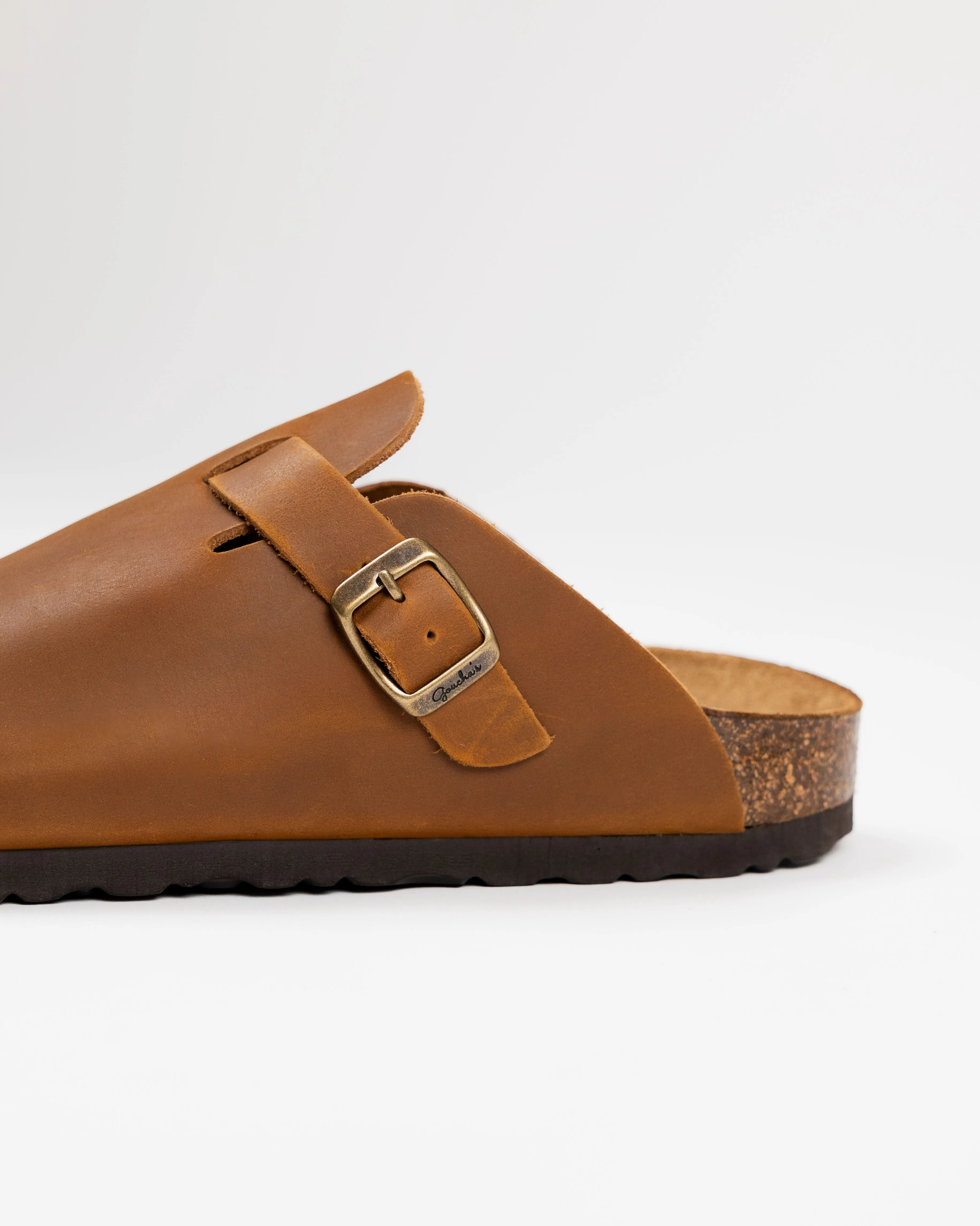 Wide Mules Camel Leather