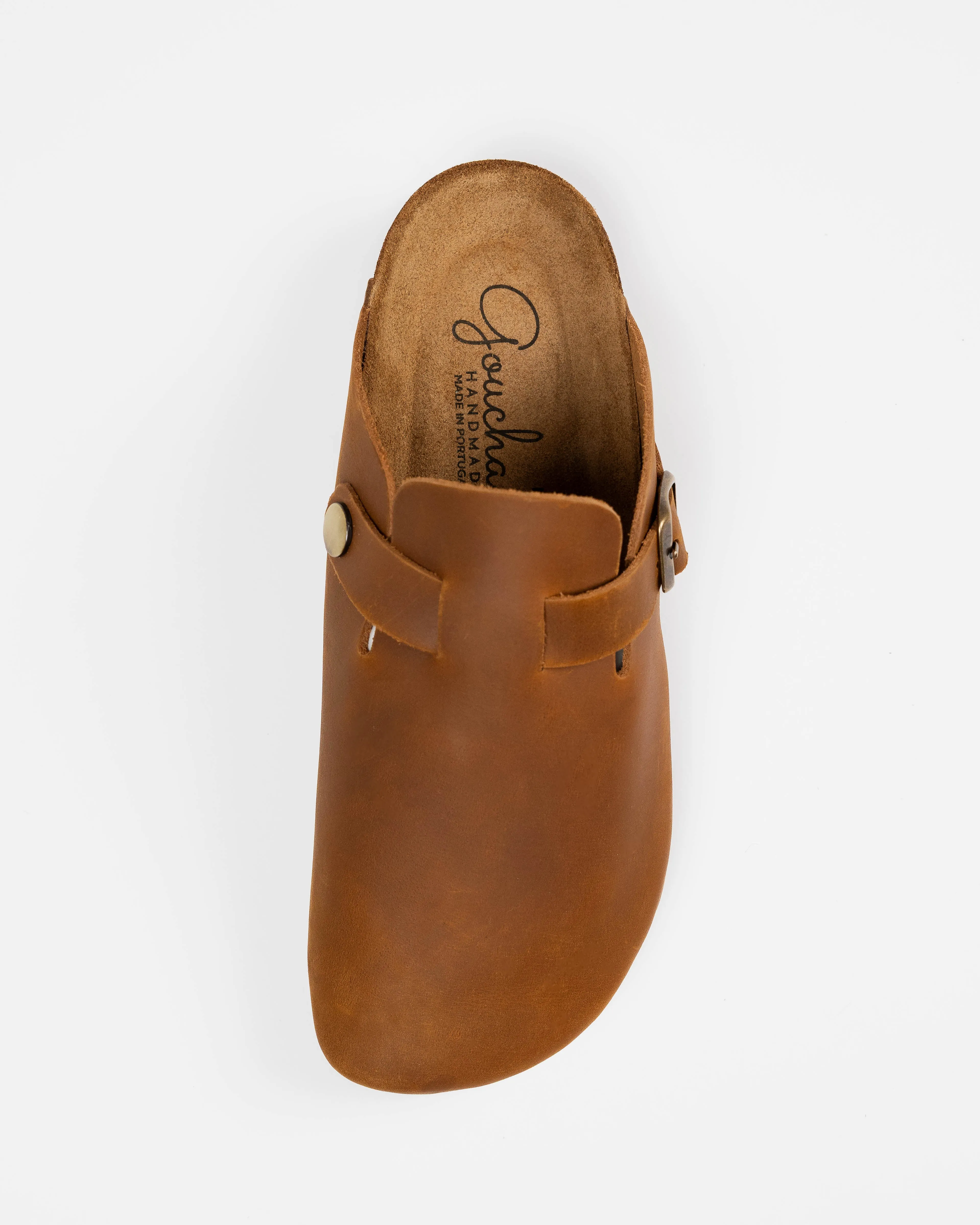 Wide Mules Camel Leather