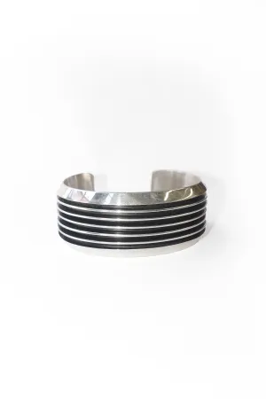 Wide Ridged Cuff in Sterling Silver