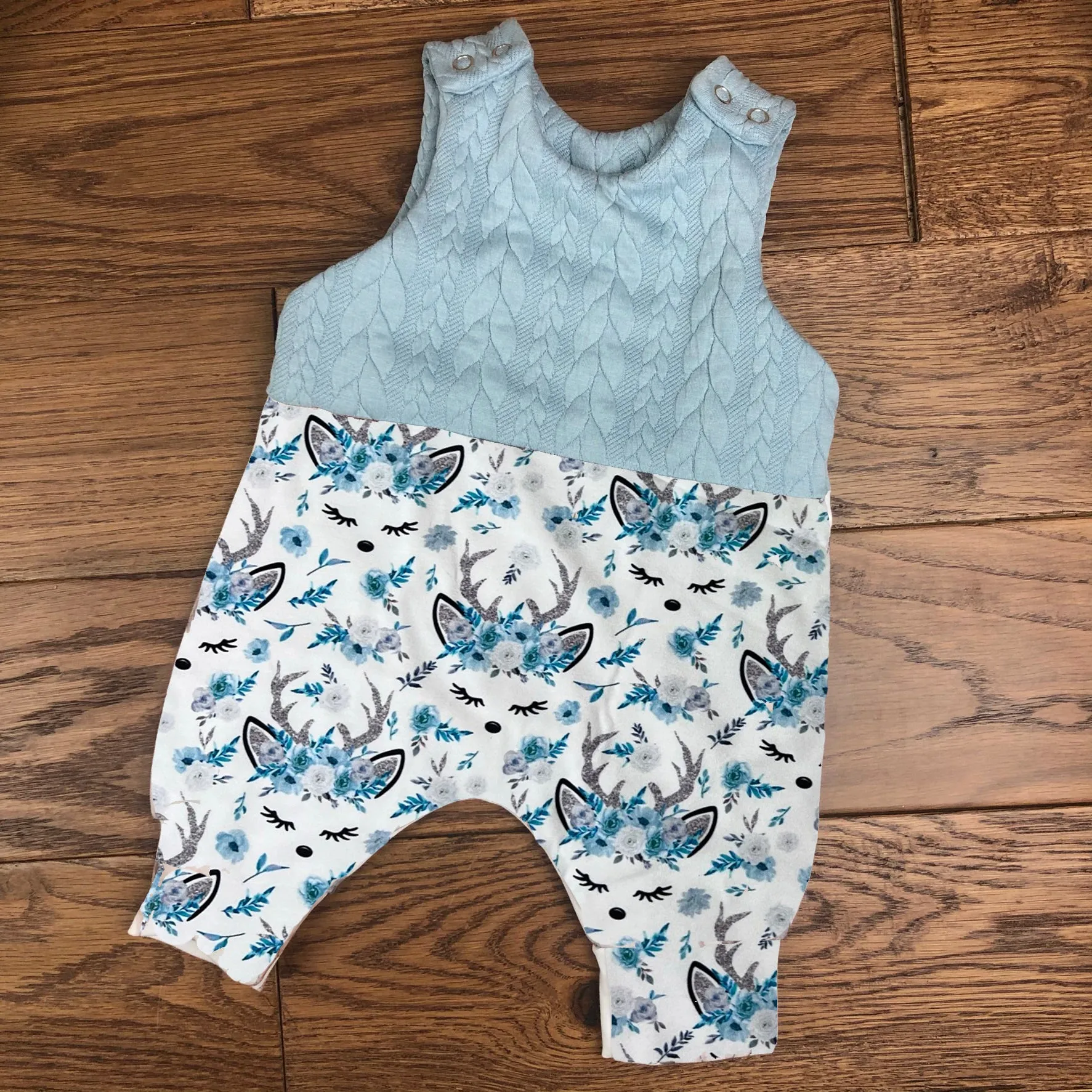 Winter deer cable knit topped romper