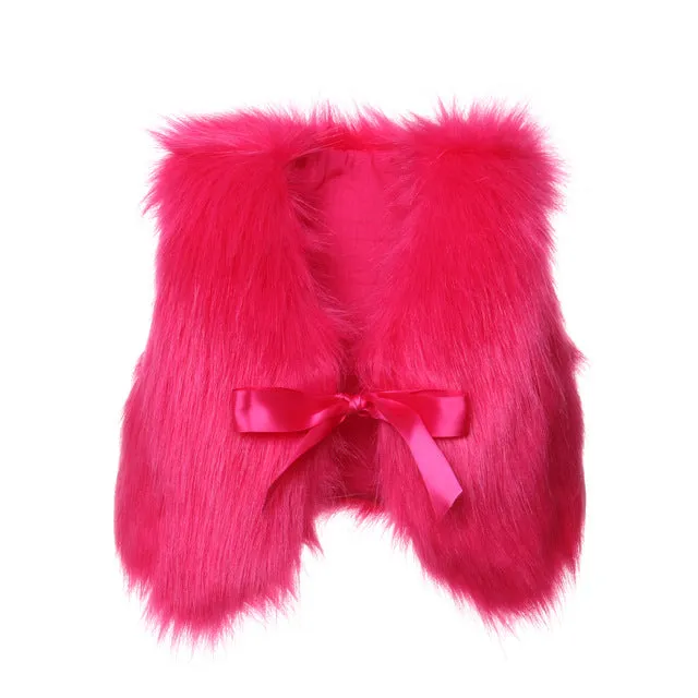 Winter Girl Kids Faux Fur Vest Waistcoat Baby Girl Coat Outwear Jacket Autumn warm Clothes