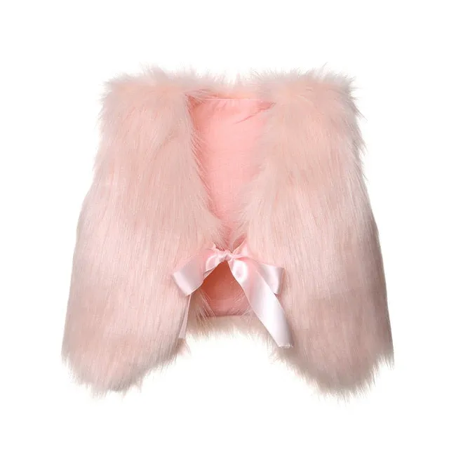 Winter Girl Kids Faux Fur Vest Waistcoat Baby Girl Coat Outwear Jacket Autumn warm Clothes