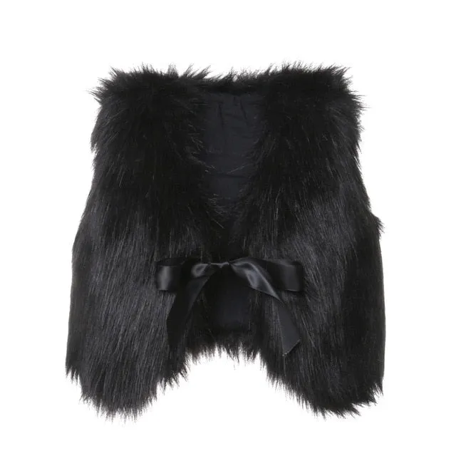 Winter Girl Kids Faux Fur Vest Waistcoat Baby Girl Coat Outwear Jacket Autumn warm Clothes