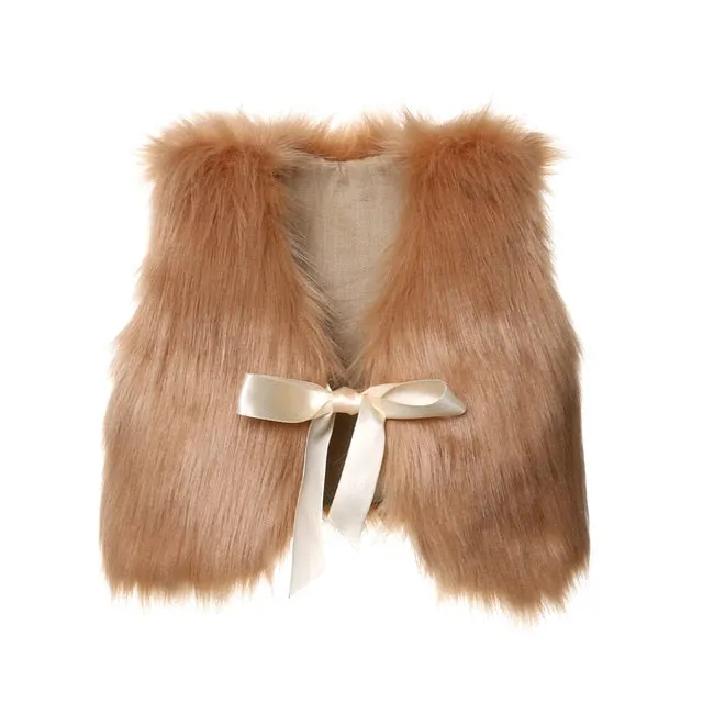 Winter Girl Kids Faux Fur Vest Waistcoat Baby Girl Coat Outwear Jacket Autumn warm Clothes