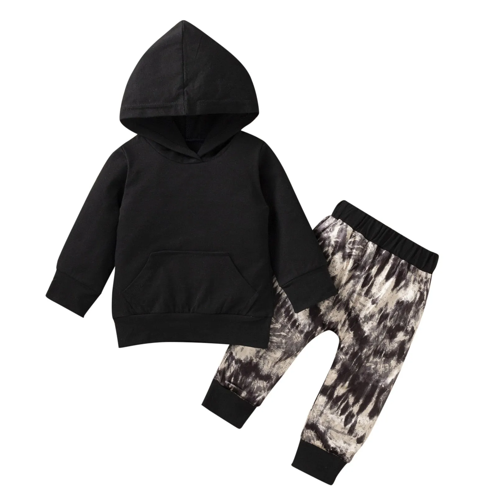 Winter Infant Unisex Clothing Set Solid Hooded Sweatshirt  Pants Infant Outfit