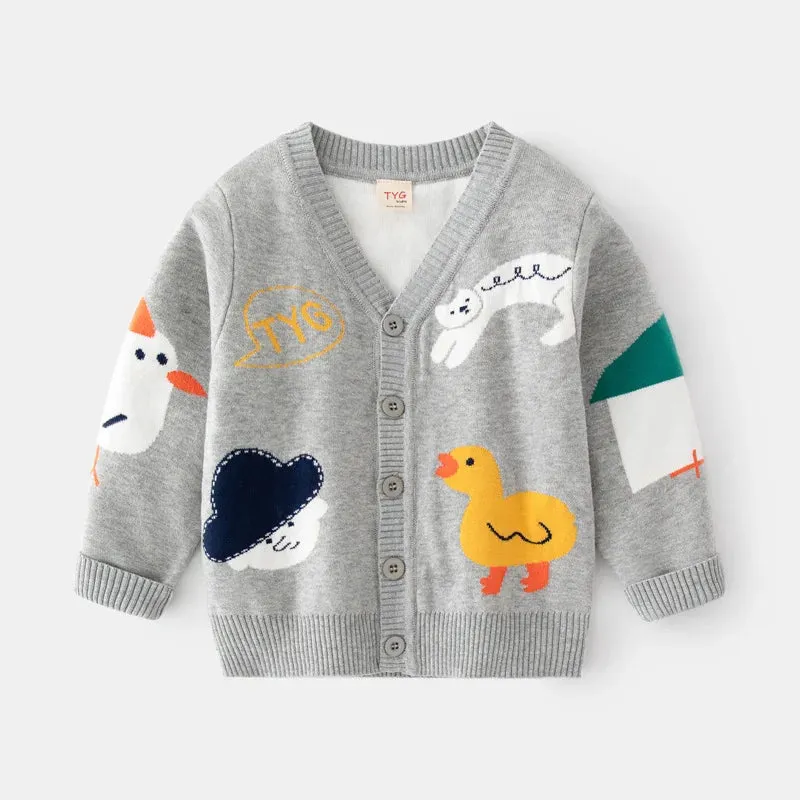 Winter Sweater Boys Girl New Cardigan Buckle