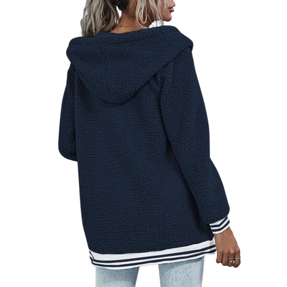 Winter Women Pockets Warm Fur Coat
