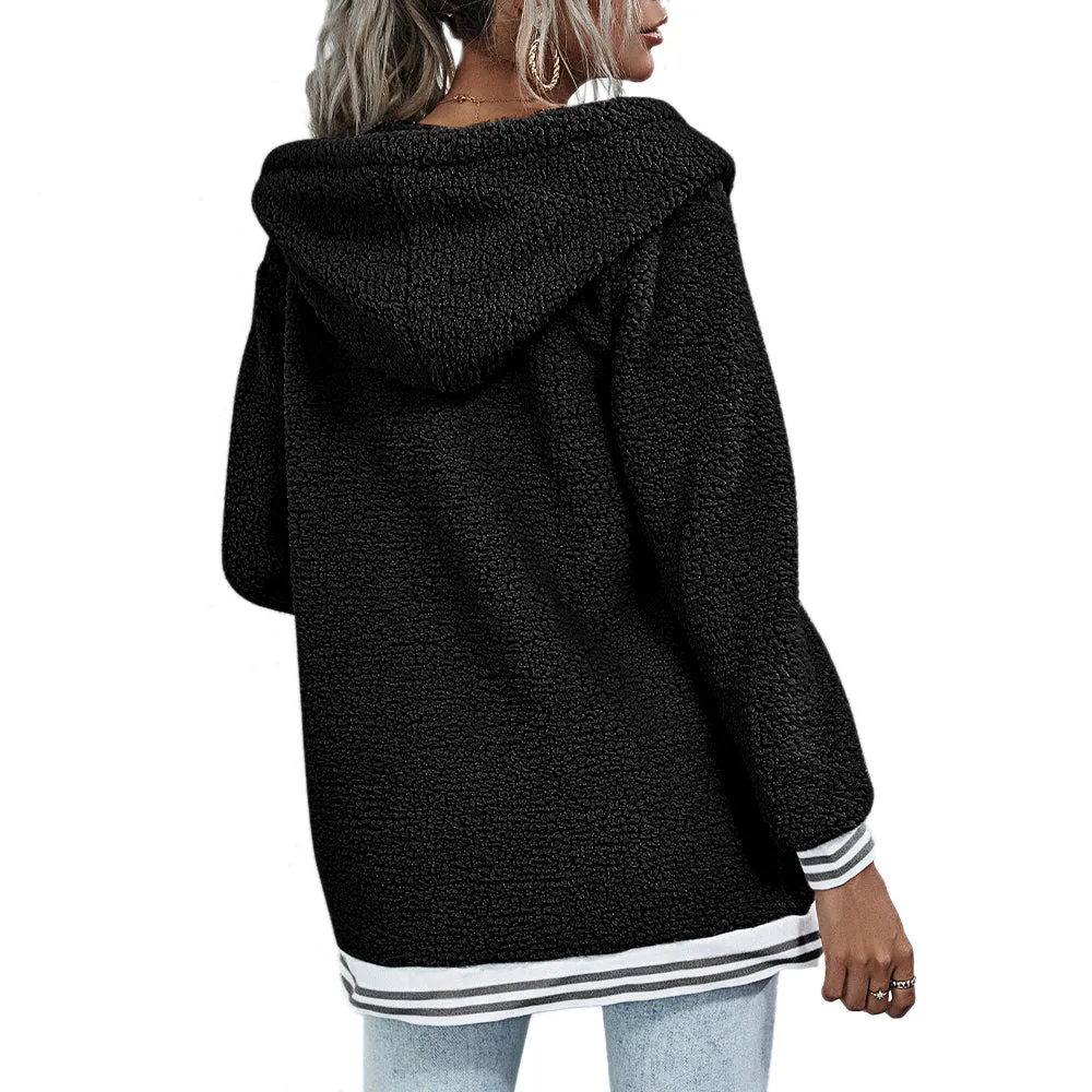 Winter Women Pockets Warm Fur Coat