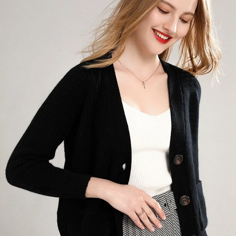 Women 100% pure wool sweater jacket