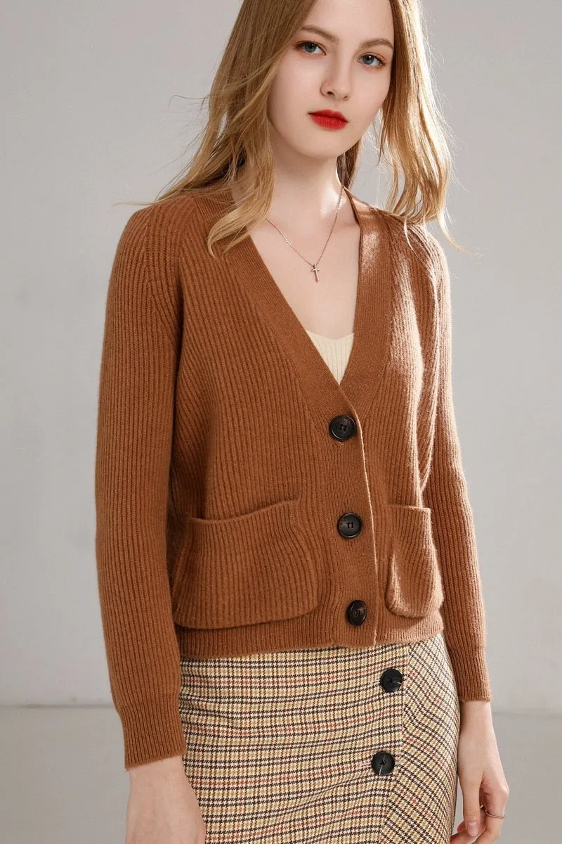Women 100% pure wool sweater jacket