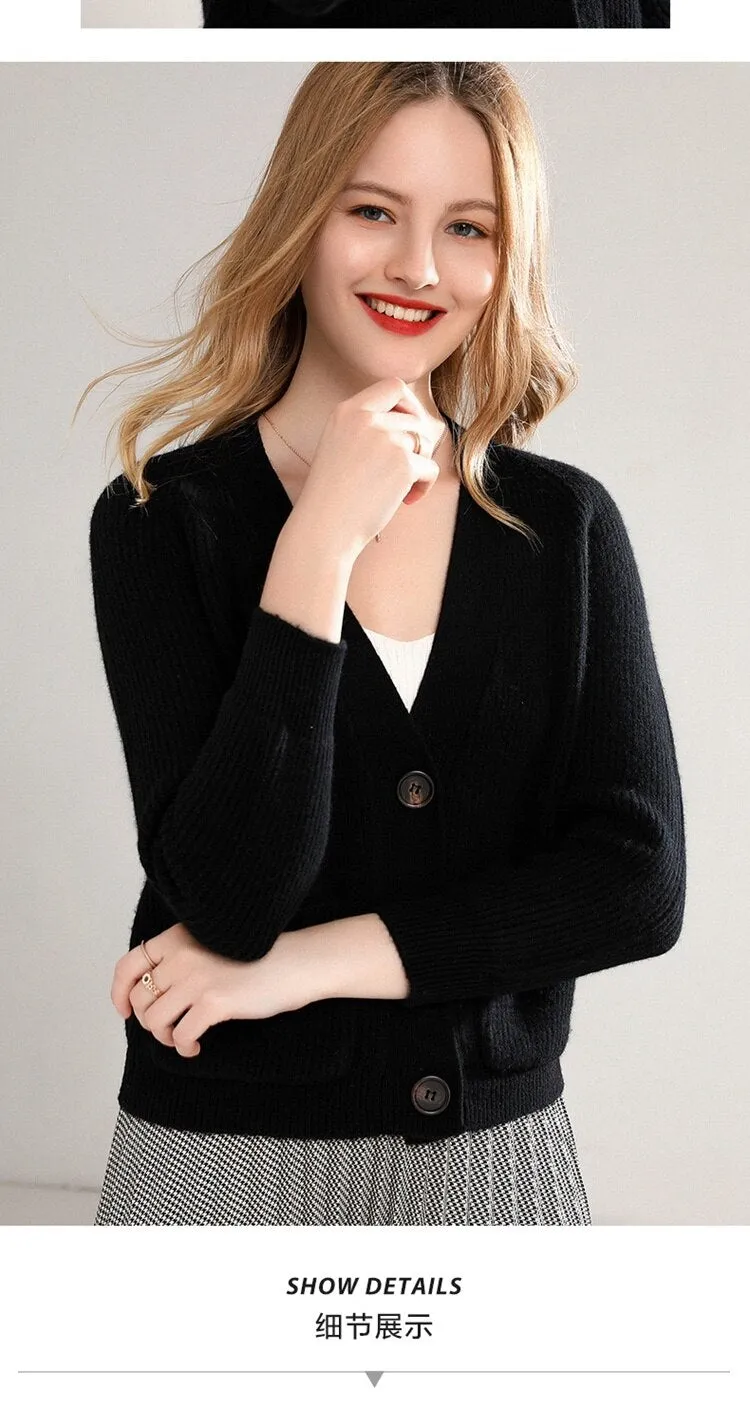 Women 100% pure wool sweater jacket