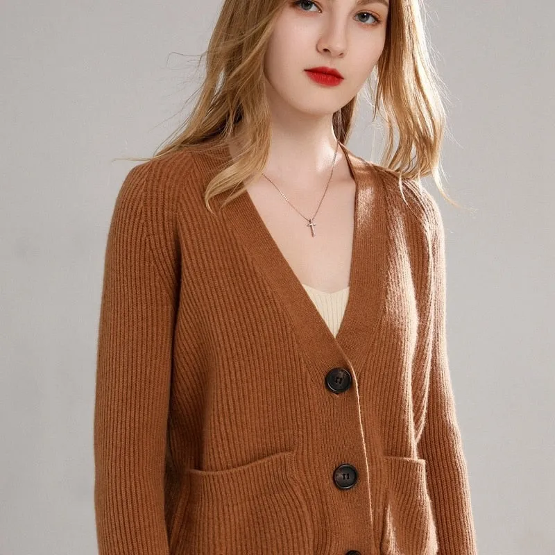 Women 100% pure wool sweater jacket