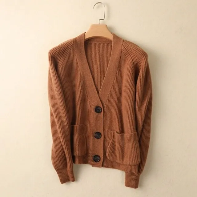 Women 100% pure wool sweater jacket