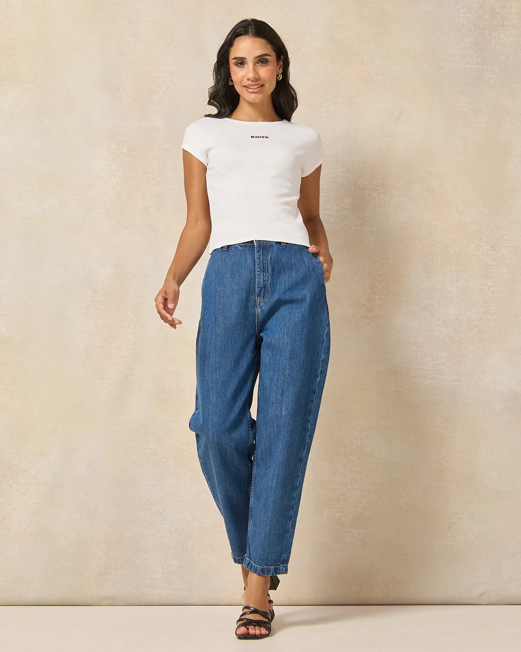 Women Blue High Waist Jeans