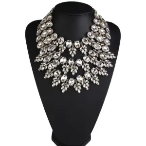 Women Crystal Choker Gem Beads Multilayer Statement Collar  Necklace