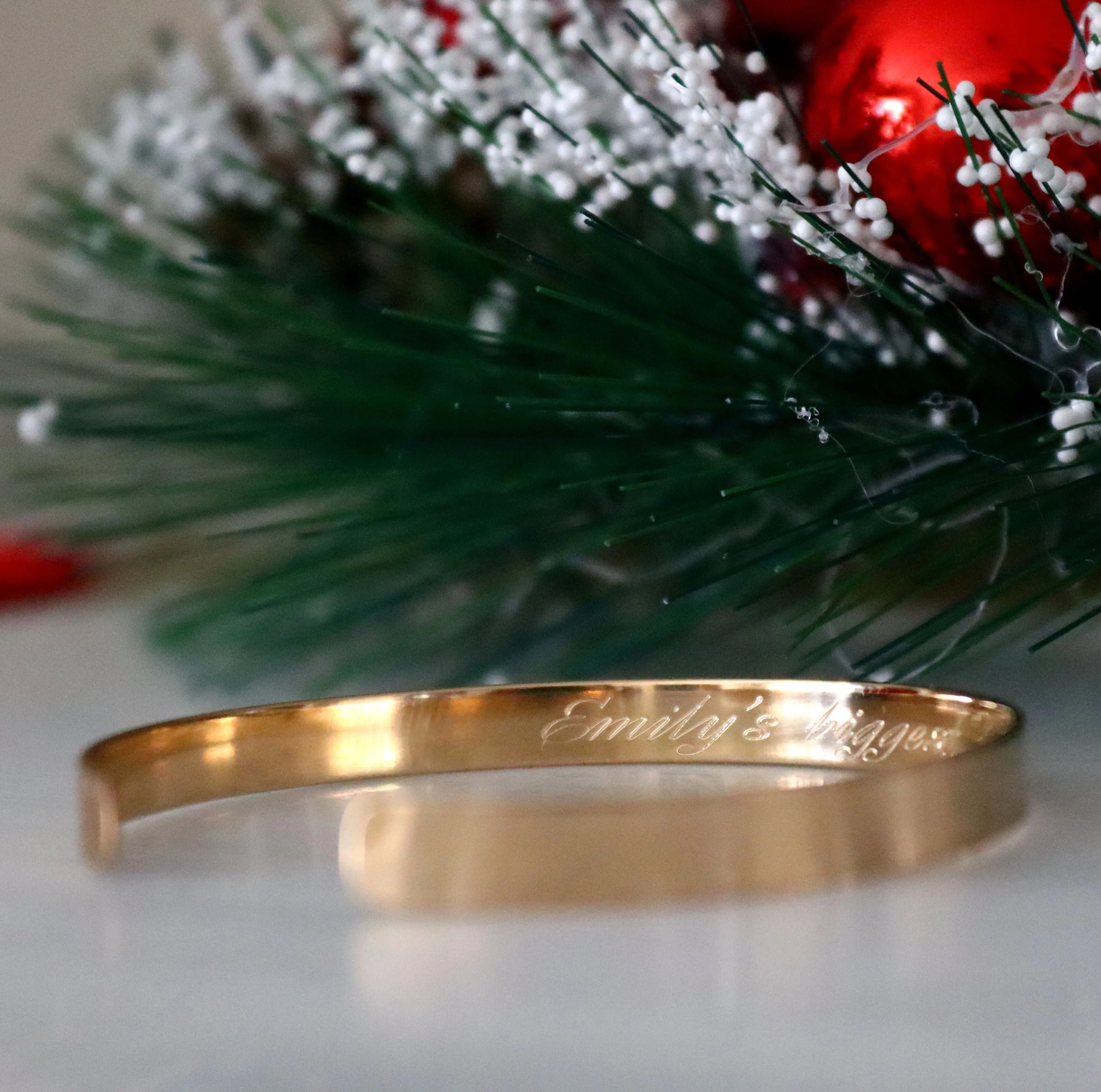 Women personalized stacking gold cuff - 5mm Engraved bangle bracelet