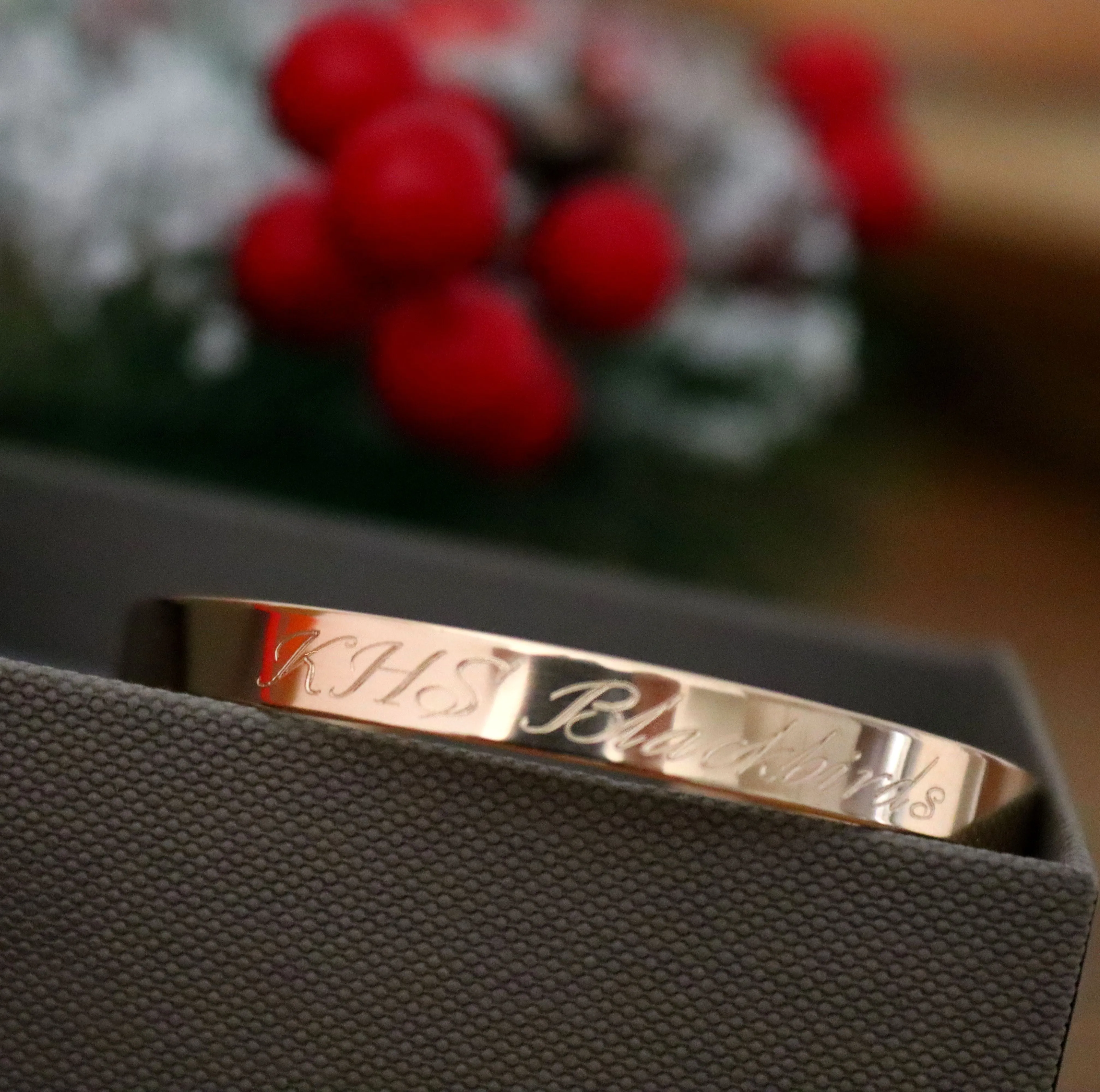 Women personalized stacking gold cuff - 5mm Engraved bangle bracelet