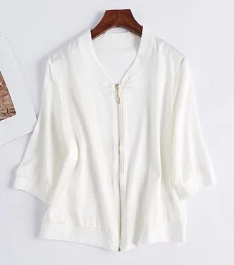 Women Three-quarter Sleeves Casual Bomber Coat