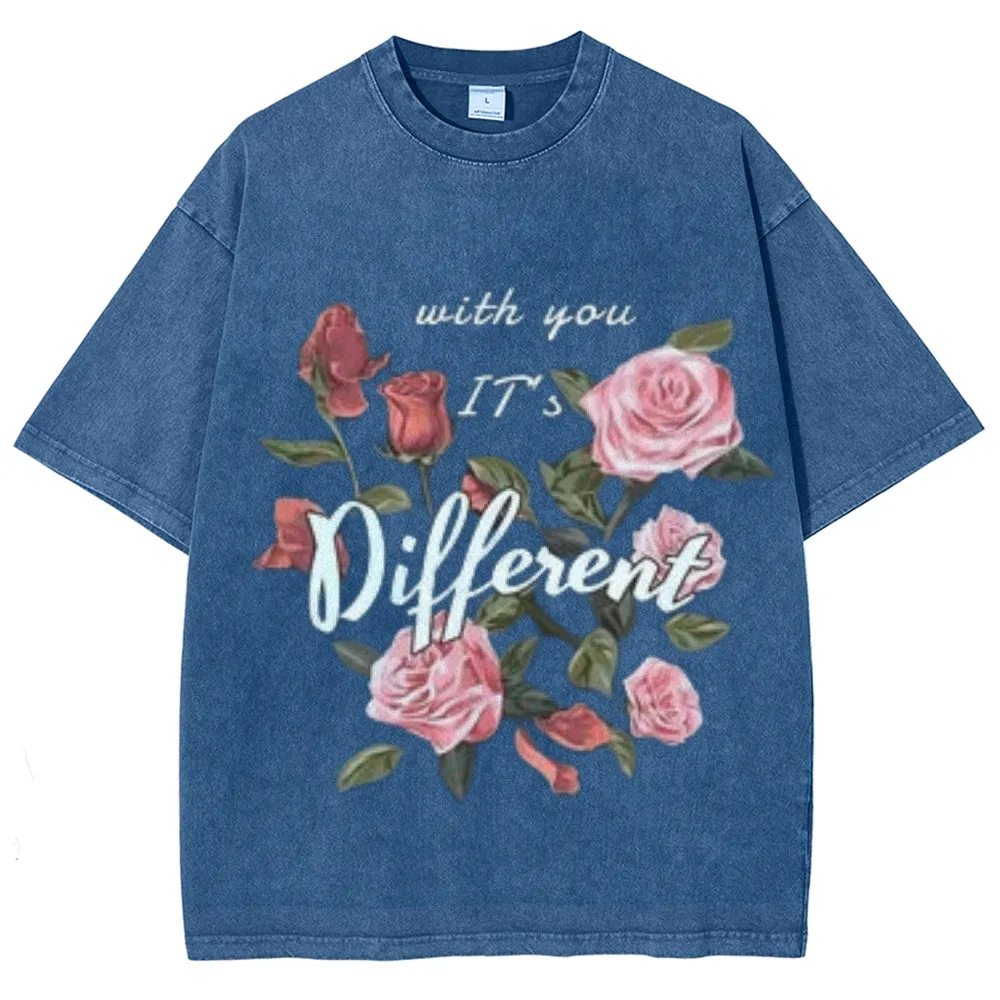 Women Washed Vintage Different You Graphic Tee